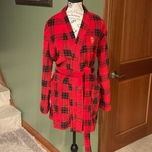 PINK Victoria's Secret Red and Black Robe, Size M/L